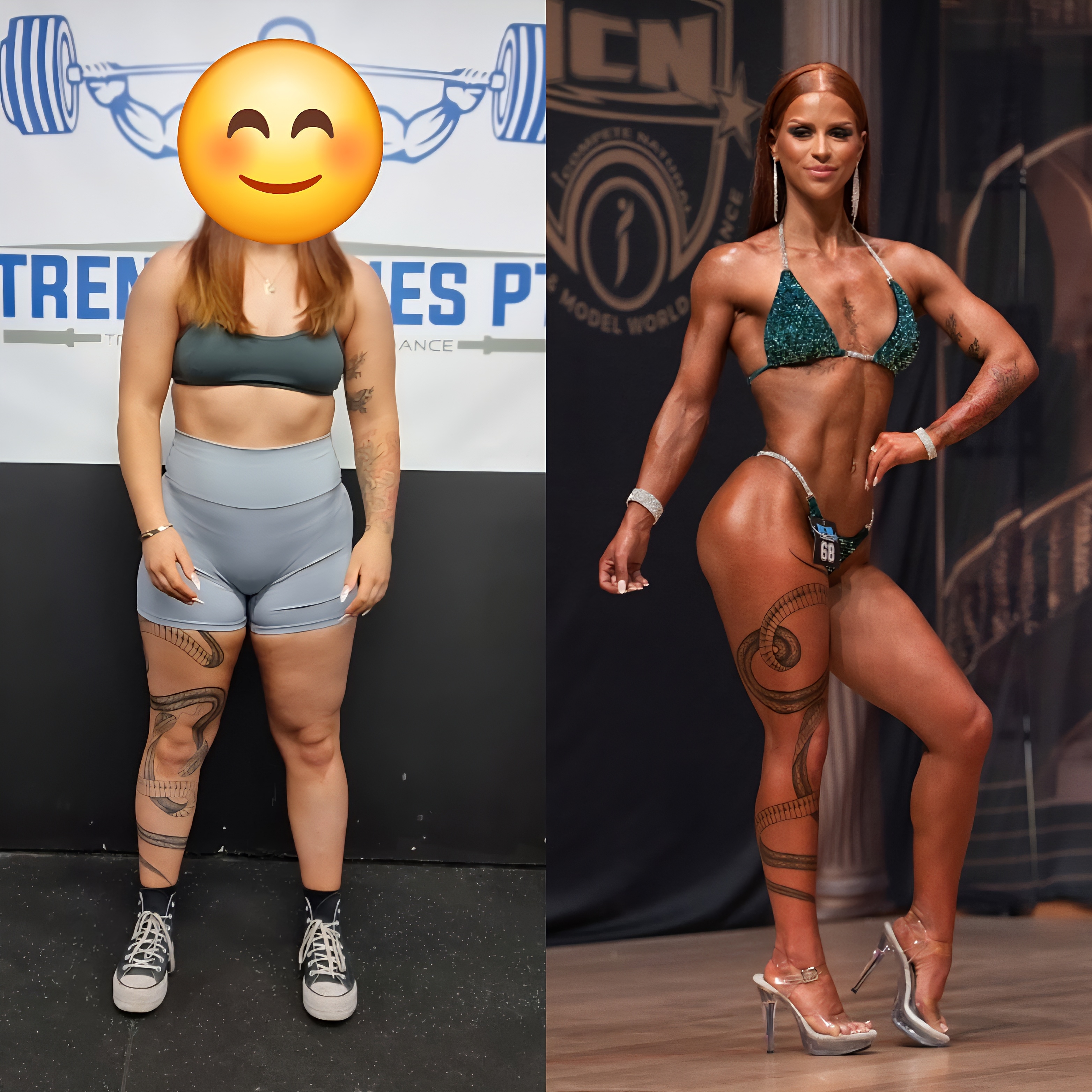 Before and after transformation - Alex T. achieved Competition ready transformation